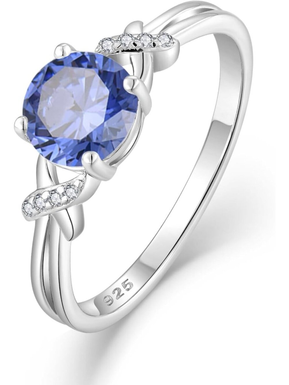Elegant 925 Sterling Silver Infinity Promise Ring with 1CT Round Cut Birthstone